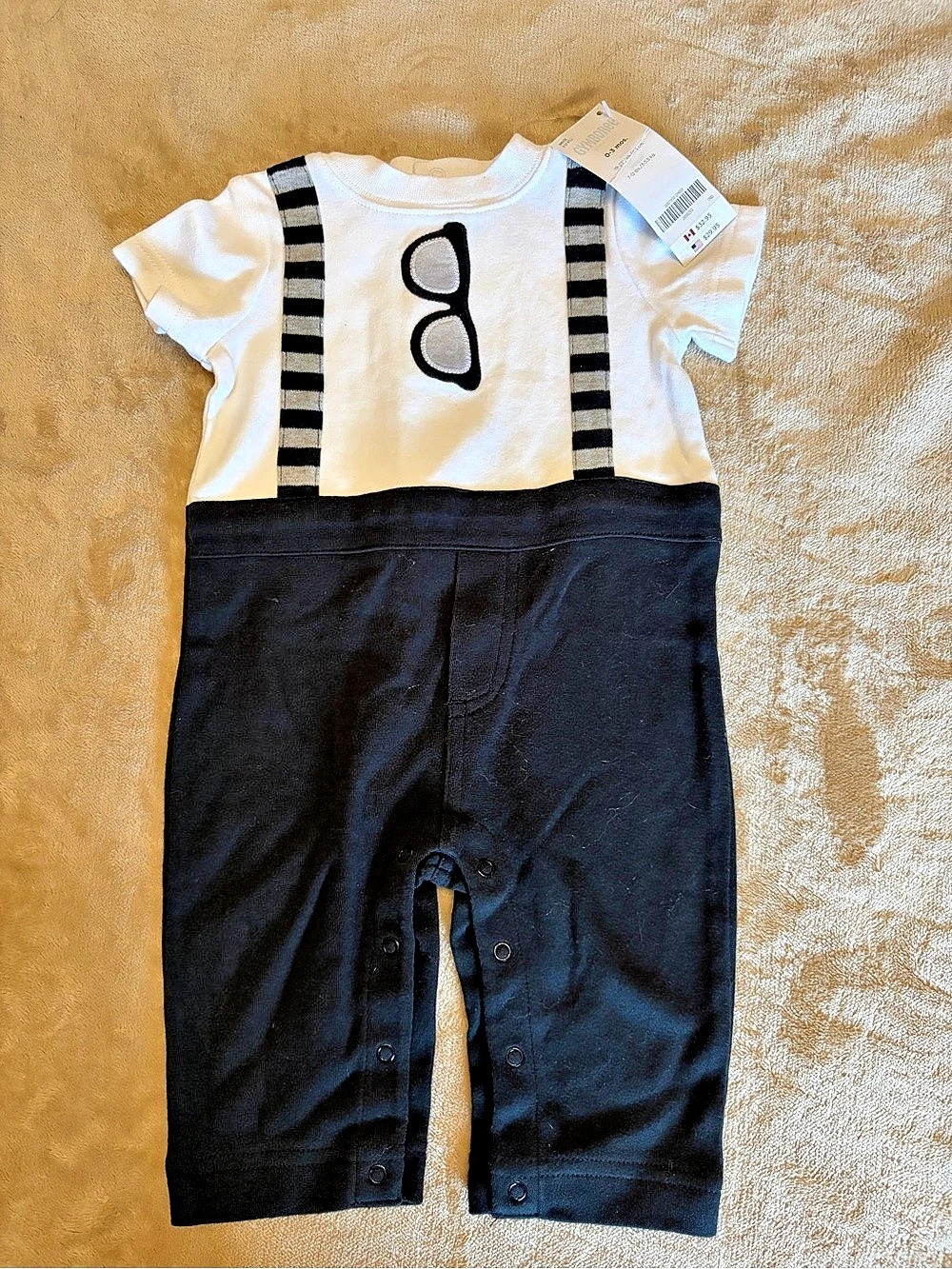 Gymboree Striped Romper Black & White Baby 0-3M